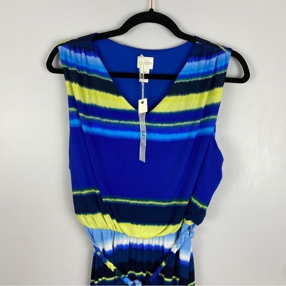 CHICO'S NEW Washed Stripe Kristi Maxi Dress Size Large (Chico's 2) V-Neck Lined - Picture 9 of 14